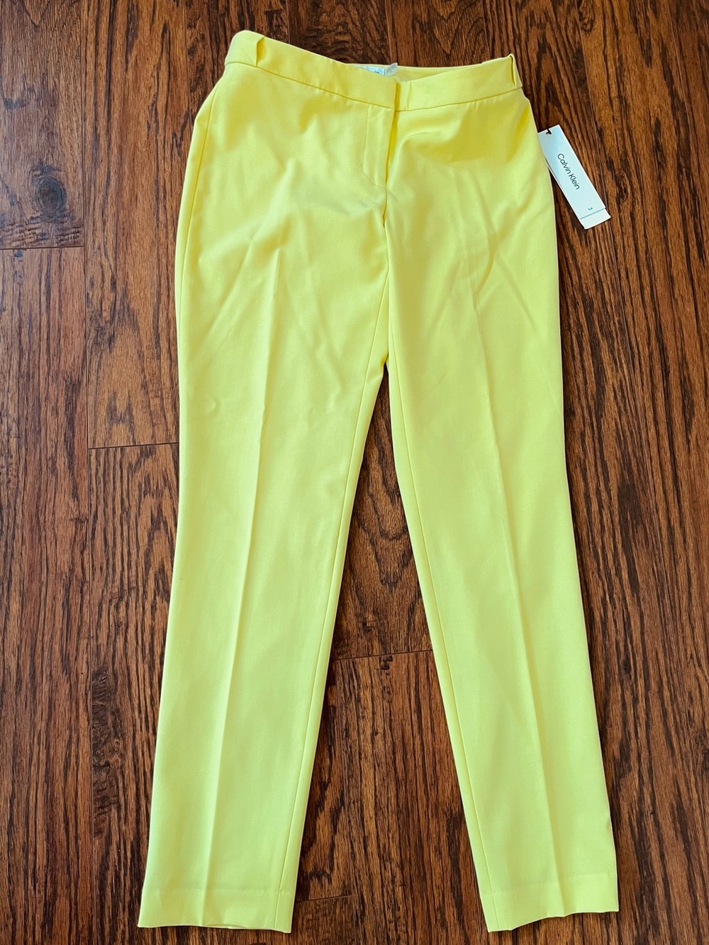 CALVIN KLEIN BRIGHT YELLOW TAILORED PANTS | SLIM ANKLE TROUSERS | SIZE 2 | NWT - Picture 6 of 12